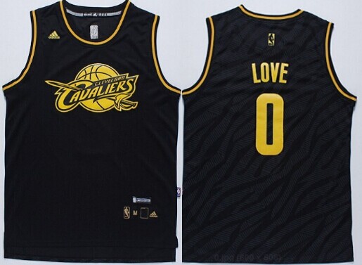 Cleveland Cavaliers #0 Kevin Love Revolution 30 Swingman 2014 Black With Gold Jersey
