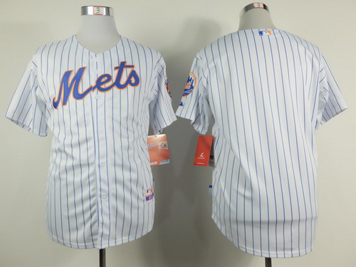 New York Mets Blank White Pinstripe Jersey