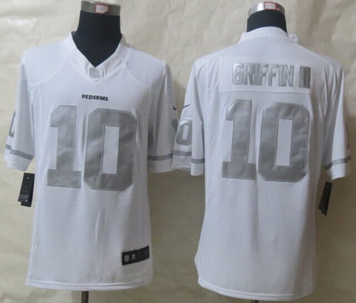 Nike Washington Redskins #10 Robert Griffin III Platinum White Limited Jersey