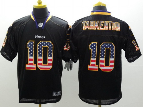 Nike Minnesota Vikings #10 Fran Tarkenton 2014 USA Flag Fashion Black Elite Jersey