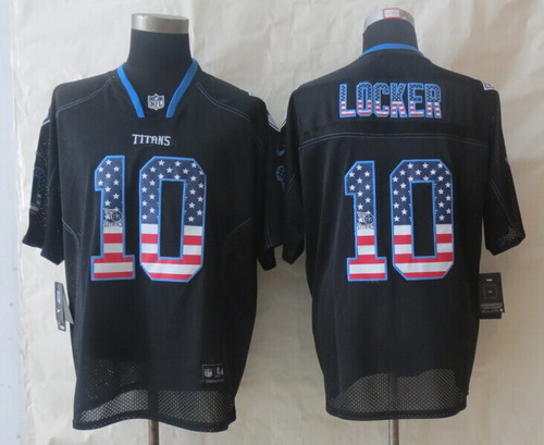 Nike Tennessee Titans #10 Jake Locker 2014 USA Flag Fashion Black Elite Jersey