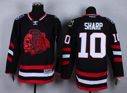 Chicago Blackhawks #10 Patrick Sharp 2014 Stadium Series Black With Red Skulls Jersey