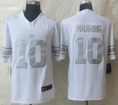 Nike New York Giants #10 Eli Manning Platinum White Limited Jersey