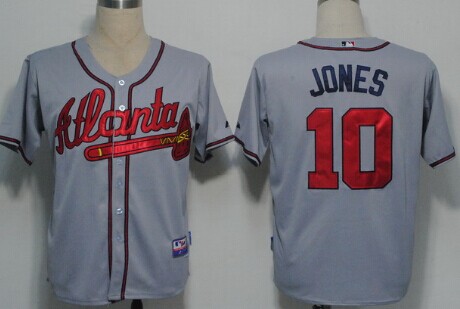 Atlanta Braves #10 Chipper Jones Gray Kids Jersey