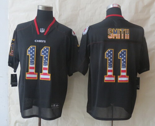 Nike Kansas City Chiefs #11 Alex Smith 2014 USA Flag Fashion Black Elite Jersey