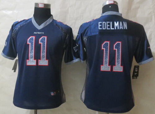 Nike New England Patriots #11 Julian Edelman Drift Fashion Blue Womens Jersey