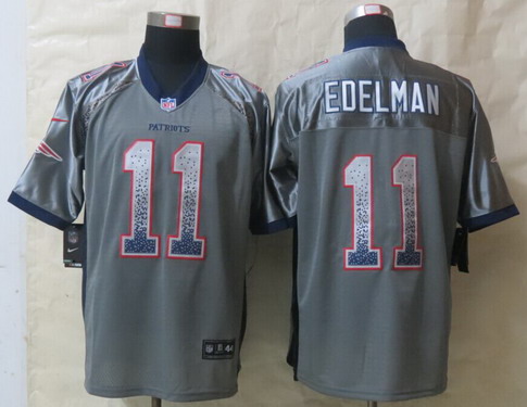 Nike New England Patriots #11 Julian Edelman Drift Fashion Gray Elite Jersey