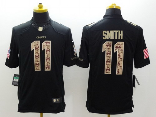 Nike Kansas City Chiefs #11 Alex Smith Salute to Service Black Limited Jersey