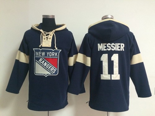 2014 Old Time Hockey New York Rangers #11 Mark Messier Navy Blue Hoodie