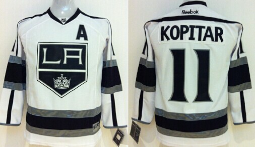 Los Angeles Kings #11 Anze Kopitar White Kids Jersey
