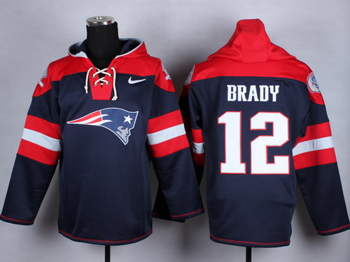 Nike New England Patriots #12 Tom Brady 2014 Blue Hoodie