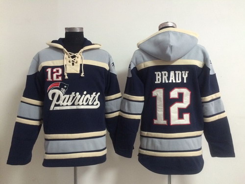 New England Patriots #12 Tom Brady 2014 Blue Hoodie