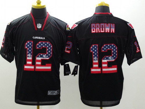 Nike Arizona Cardinals #12 John Brown 2014 USA Flag Fashion Black Elite Jersey