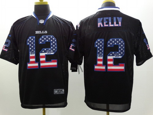 Nike Buffalo Bills #12 Jim Kelly 2014 USA Flag Fashion Black Elite Jersey