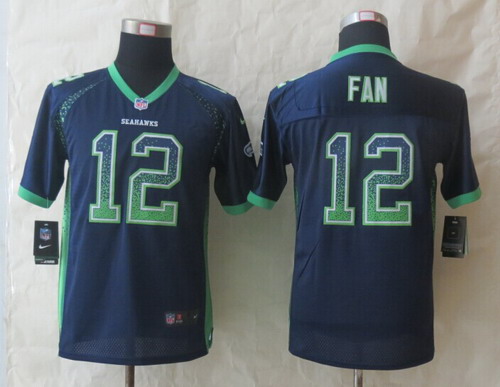 Nike Seattle Seahawks #12 Fan Drift Fashion Blue Kids Jersey