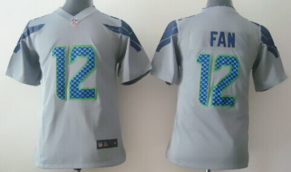 Nike Seattle Seahawks #12 Fan Gray Game Kids Jersey