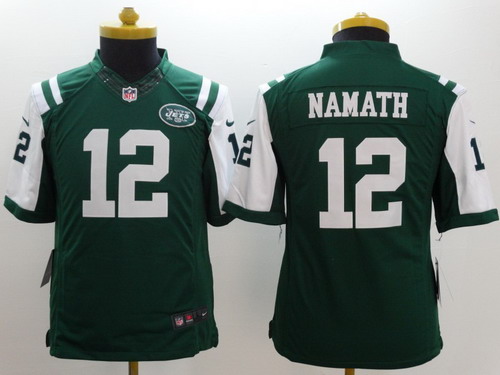 Nike New York Jets #12 Joe Namath Green Limited Kids Jersey