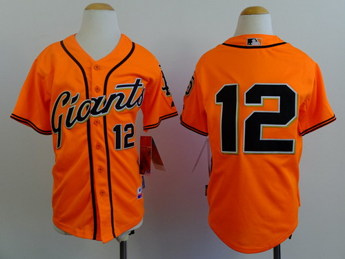 San Francisco Giants #12 Joe Panik Orange Kids Jersey