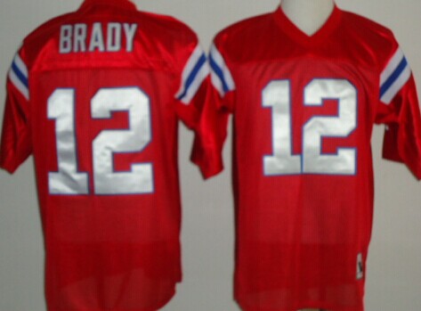 New England Patriots #12 Tom Brady Red Throwback Jersey