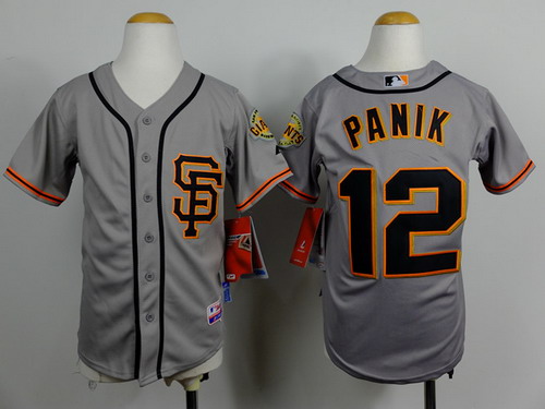 San Francisco Giants #12 Joe Panik Gray SF Kids Jersey