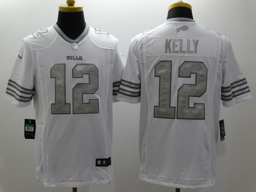 Nike Buffalo Bills #12 Jim Kelly Platinum White Limited Jersey