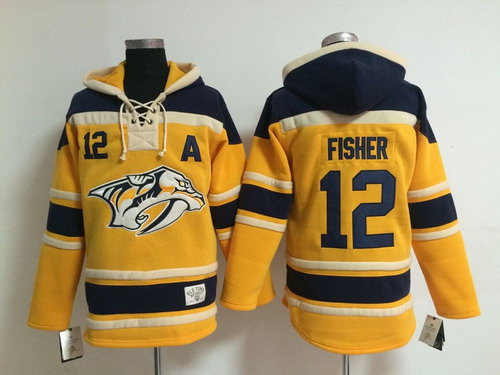 Old Time Hockey Nashville Predators #12 Mike Fisher Yellow Hoodie