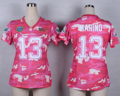 Nike Miami Dolphins #13 Dan Marino 2014 Salute to Service Pink Camo Womens Jersey