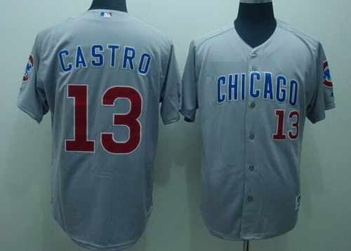 Chicago Cubs #13 Starlin Castro Gray Jersey