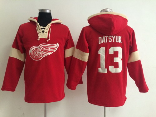 2014 Old Time Hockey Detroit Red Wings #13 Pavel Datsyuk Red Hoodie