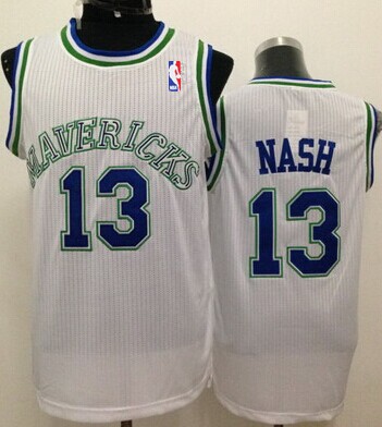 Dallas Mavericks #13 Steve Nash White Swingman Throwback Jersey