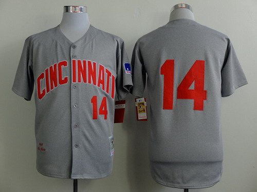 Cincinnati Reds #14 Pete Rose 1969 Gray Wool Button Throwback Jersey