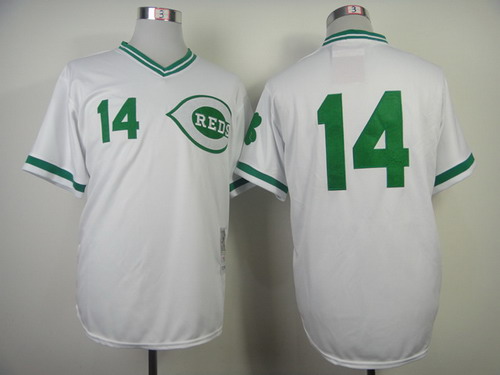 Cincinnati Reds #14 Pete Rose St. Patrick's Day White Throwback Jersey