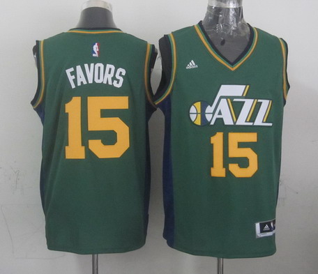 Utah Jazz #15 Derrick Favors Revolution 30 Swingman 2014 New Green Swingman Jersey