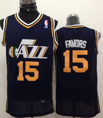 Utah Jazz #15 Derrick Favors Navy Blue Swingman Jersey