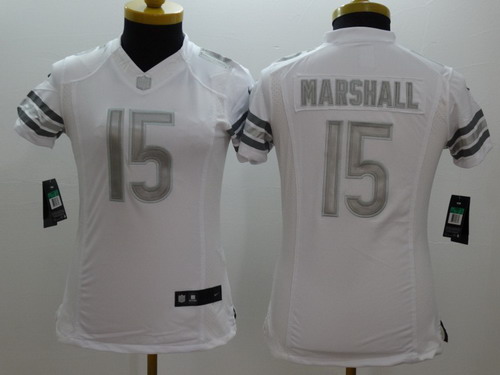 Nike Chicago Bears #15 Brandon Marshall Platinum White Limited Womens Jersey