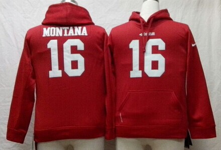 Nike San Francisco 49ers #16 Joe Montana Red Kids Hoodie