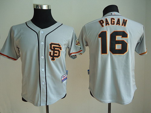 San Francisco Giants #16 Angel Pagan Gray SF Kids Jersey