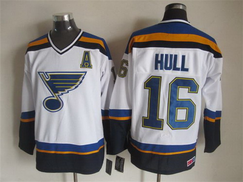 St. Louis Blues #16 Brett Hull 2014 White Throwback CCM Jersey