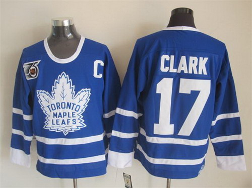 Toronto Maple Leafs #17 Wendel Clark Blue 75TH Throwback CCM Jersey