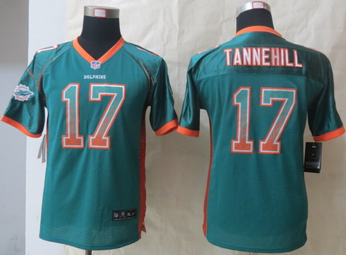 Nike Miami Dolphins #17 Ryan Tannehill Drift Fashion Green Kids Jersey