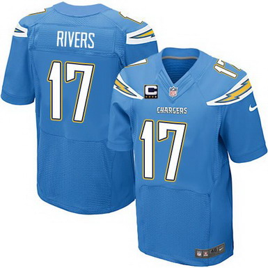 Nike San Diego Chargers #17 Philip Rivers 2013 Light Blue C Patch Elite Jersey 