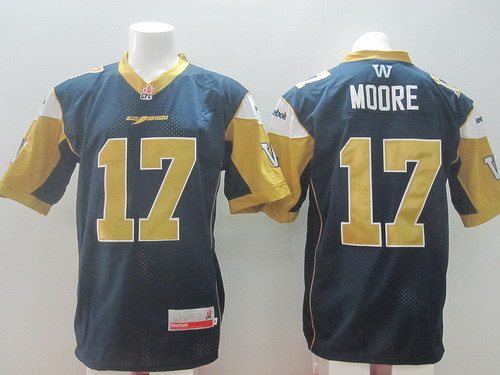 CFL Winnipeg Blue Bombers #17 Nick Moore Navy Blue Jersey