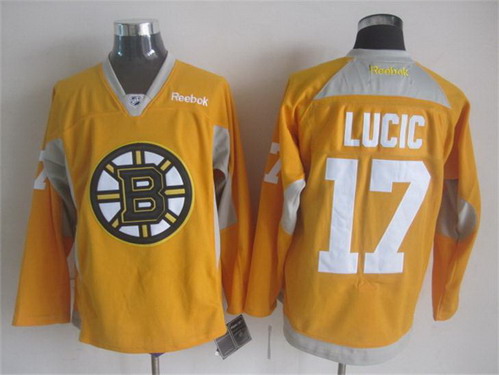 Boston Bruins #17 Milan Lucic 2014 Training Yellow Jersey