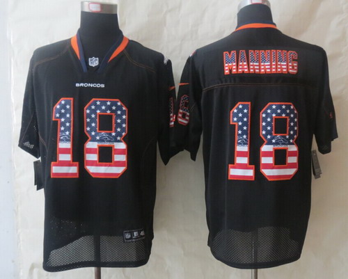 Nike Denver Broncos #18 Peyton Manning 2014 USA Flag Fashion Black Elite Jersey