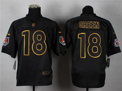 Nike Cincinnati Bengals #18 A.J. Green 2014 All Black/Gold Elite Jersey