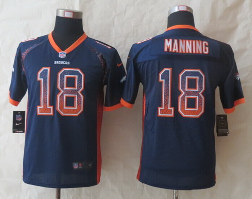 Nike Denver Broncos #18 Peyton Manning Drift Fashion Blue Kids Jersey