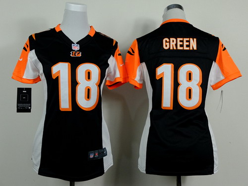 Nike Cincinnati Bengals #18 A.J. Green Black Game Womens Jersey