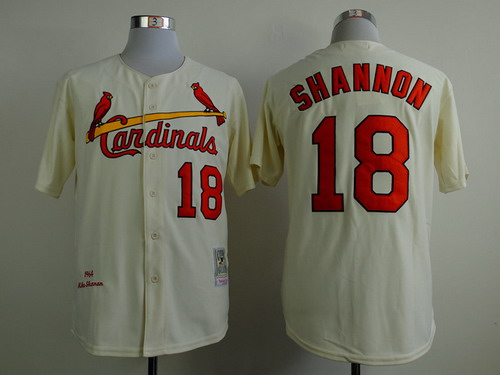 St. Louis Cardinals #18 Mike Shannon 1964 Cream Throwback Jersey