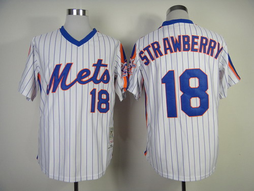 New York Mets #18 Darryl Strawberry 1986 White Throwback Jersey