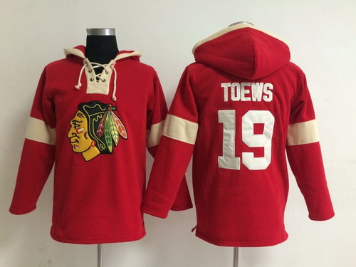 2014 Old Time Hockey Chicago Blackhawks #19 Jonathan Toews Red Hoodie